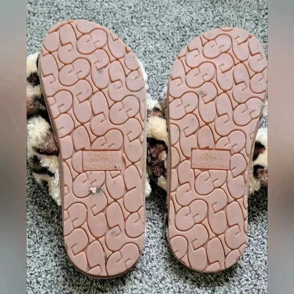 Plush Leopard Slides Slippers ~ Women's Large 9-10 - Picture 7 of 7